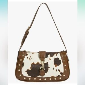 Cow Print Y2K style studded Shoulder Bag